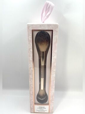 Vince Camuto Luxury Beauty Duo Face Brush Pink Floral Double-Ended